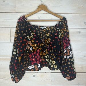 Patrons of Peace Puff Sleeve Top Floral sz M
